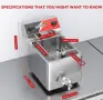 Професионален електрически фритюрник CROSSON 6L с изпускателен кран за олио, неръждаема стомана, снимка 7