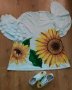 Ръчно рисувана рокля: Слънчогледи и пеперуда, снимка 4