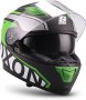 Спортна каска за мотор Soxon ST-1000 с пълно лице, интегриран сенник XS(53-54см), зелена, снимка 3