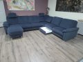 Син П образен ъглов диван от плат с функция сън ZE-EM09003, снимка 7