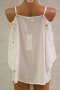 Бяла дамска блуза с ефектна дантела на ръкавите Urban Touch - XL, снимка 3