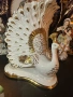 Capodimonte Italy Circa 1980 Porcelain Peacock Figurine W/ Colorful Crystal Accents Паунът Код P1848, снимка 3
