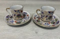 Порцеланов двоен сет за кафе ръчно рисувана с позлата , снимка 2