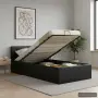 vidaXL Легло с повдигащ механизъм, черно, изкуствена кожа, 90x200 cм, снимка 2