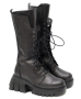 Черни дамски кожени боти Galdini кубинки ботуши обувки естествена кожа платформа, снимка 1 - Дамски боти - 44746806