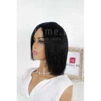Къса асиметрична права черна перука Мира, снимка 3 - Аксесоари за коса - 34933754