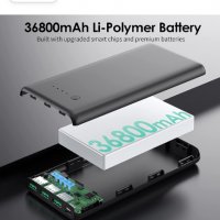 Преносимо зарядно устройство 36800mAh, Power Bank с три изхода и двоен вход (2.1A USB-C вход и микро, снимка 2 - Външни батерии - 38485862