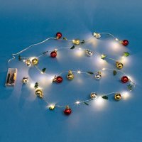 Коледни лампички Коледни топки и елхи, 2.20м, Топло бяло, снимка 2 - Лед осветление - 42745370
