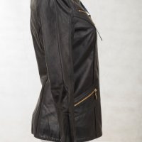 Черно кожено дамско яке марка Giorgio di Mare, снимка 2 - Якета - 30101343