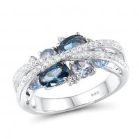 Сребърен пръстен сапфири, снимка 2 - Пръстени - 38527741