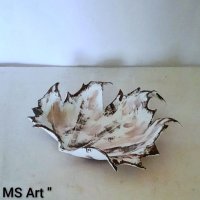 Свещници от глина с отпечатък от естествен лист! Ръчна изработка!, снимка 4 - Декорация за дома - 34353059
