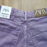 Къси стилни дамски дънкови панталонки в лилав цвят размер 32/XXS на ZARA, снимка 3 - Дънки - 42593458