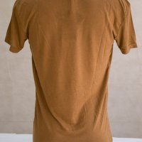 Мъжка памучна тениска в цвят охра Solier - L, снимка 3 - Тениски - 42549912