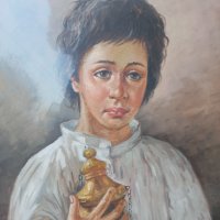 Уникално красива картина портрет масло на платно барок, снимка 7 - Антикварни и старинни предмети - 39678209