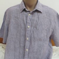 Мъжка ленена риза с къс ръкав Marks & Spencer, снимка 1 - Ризи - 25605522