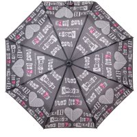 Автоматичен чадър за дъжд Черни букви сива фуксия 30 см, снимка 1 - Други - 42876295