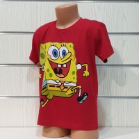 Нова детска червена тениска с дигитален печат Спондж боб, SpongeBob, снимка 2 - Детски тениски и потници - 32034947