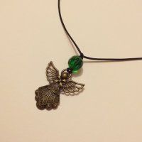 Прекрасното колие "Ангелът на любовта" в цвят античен бронз и смарагдово зелен кристал, снимка 4 - Колиета, медальони, синджири - 29910208