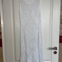 Нова фабрично плетена  бяла дълга плажна рокля елегантна миди midi дължина , снимка 3 - Рокли - 42677930