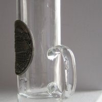 чаша с дръжка - рюмка водка герб кръст метал и стъкло, снимка 4 - Антикварни и старинни предмети - 30595289