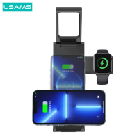 USAMS 15W Поставка за бързо безжично зареждане Qi с настолна лампа за iPhone, снимка 5 - Безжични зарядни - 44523697