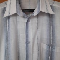 Мъжка лятна риза къс ръкав на райета в синьо и бяло , снимка 4 - Ризи - 29163111