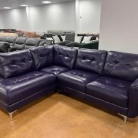 Лилав кожен ъглов диван, снимка 5 - Дивани и мека мебел - 40781388