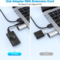 TechRise USB Stereo Sound Adapter - активен аудио адаптер USB към 3.5 мм. жак за слушалки и микрофон, снимка 4 - Други - 40418831