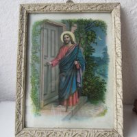 Религиозна картина, стар принт с рамка, снимка 4 - Икони - 32053263