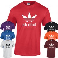 ALCOHOL THREE STRIPES тениски с принт - 10 цвята! Поръчай с твоя идея!, снимка 2 - Тениски - 36726736