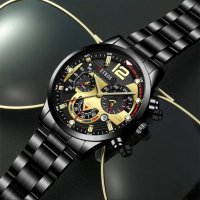 Луксозен Мъжки часовник бизнес класа DEYROS"Черен-Златист", снимка 5 - Мъжки - 42748280