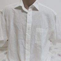Мъжка риза с къс ръкав от лен Vannucci , снимка 2 - Ризи - 25382916