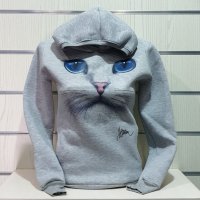 Нов дамски суичър с 3D принт сива Котка със сини очи, снимка 9 - Суичъри - 27502878