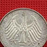 Сребърна монета 5 дойче марки 1969г. 150г. От рождението на Теодор Фонтани 39628, снимка 2 - Нумизматика и бонистика - 42756115
