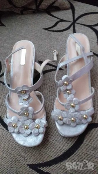 Сребристи сандали, номер 37, снимка 1