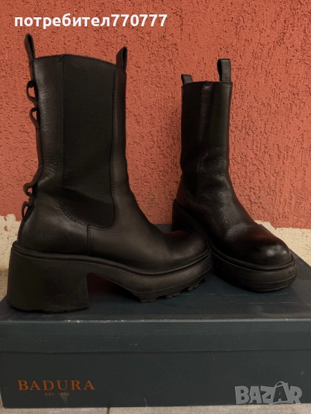 Черни ботуши естествена кожа badura, снимка 1
