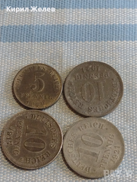 Четири монети DEUTCHES REICH PFENNIG Германия стари редки за КОЛЕКЦИЯ 31512, снимка 1