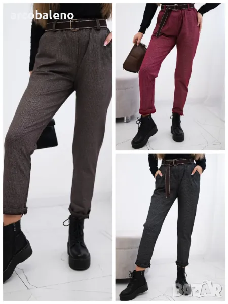 Дамски панталон от вискоза с фин десен, 3цвята , снимка 1