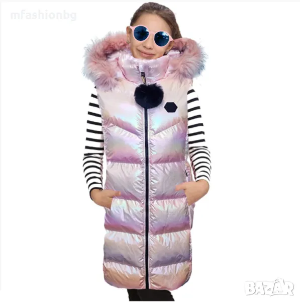 Детски, дълъг елек с качулка City Angels, за момиче, снимка 1