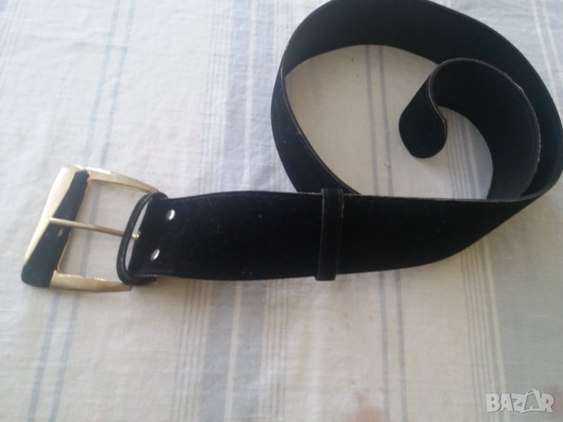 Дамски черен колан от велур, снимка 1