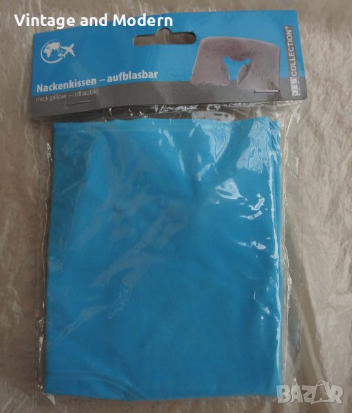 Надуваема възглавничка за пътуване синя възглавница нова, снимка 1