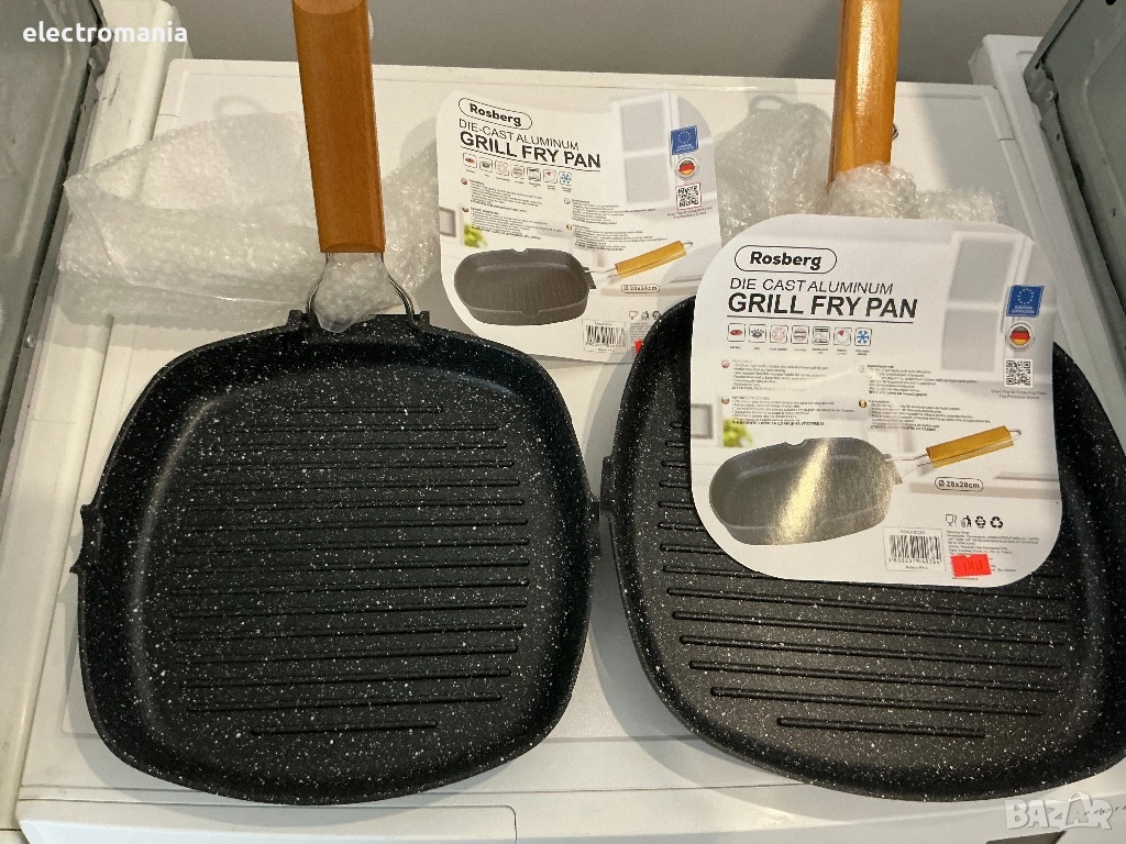 грил-тиган със сгъваема сваляема дръжка Rosberg, мраморно покритие, снимка 1