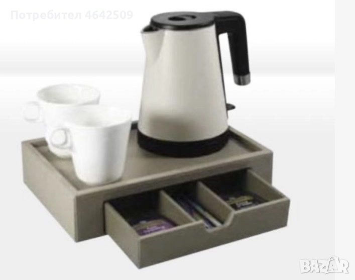 Welcome Tray Кожена Поставка за Чай/ Кафе с чекмедже, снимка 1