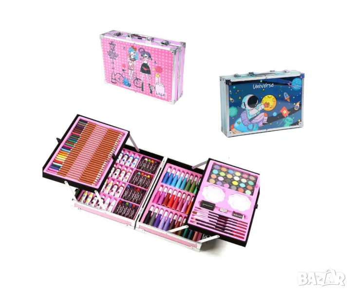 Подаръчен комплект за рисуване 145 части в куфар, снимка 1