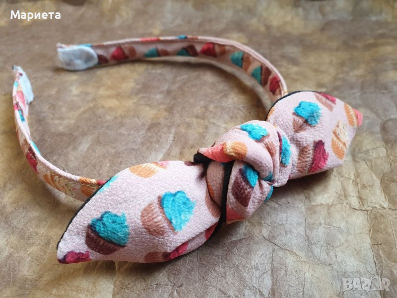 розова диадема с кексчета Сладка диадема Ръчна Изработка Диадема с мъфини Диадема с панделка , снимка 1