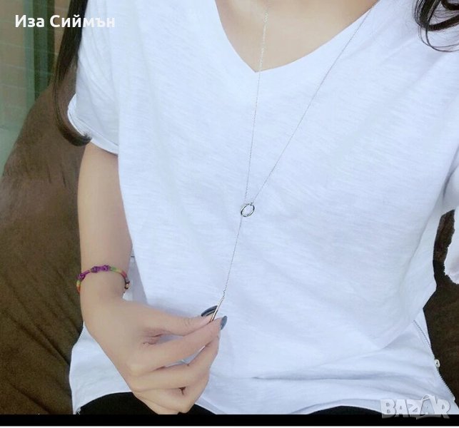 Сребърен синджир с нежна плочка, снимка 1