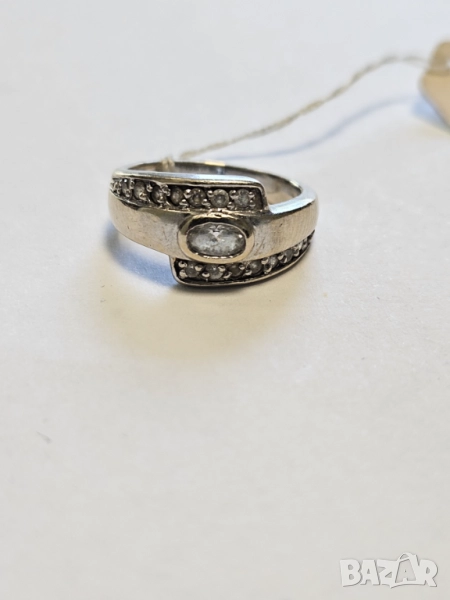 Дамски пръстен, бяло злато 585/14к 3.80гр, снимка 1