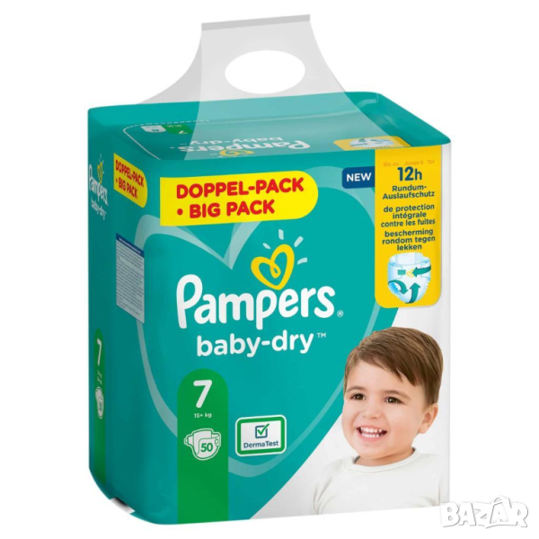 Pampers пелени Baby Dry Size 7 Extra Large (15+ кг), двойна опаковка, 50 бр, снимка 1