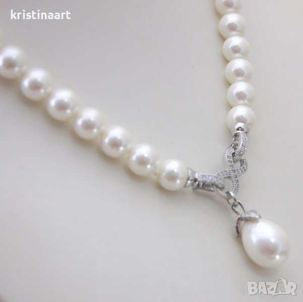 Колие с бели Shell перли *Сватба*, снимка 1