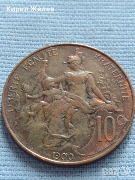 Рядка монета 10 сантима 1900г. Франция Трета република за КОЛЕКЦИОНЕРИ 30416, снимка 1